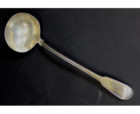 A Victorian silver ladle (by William Eaton, London, 1842), 34 cm long, 9.3 oz