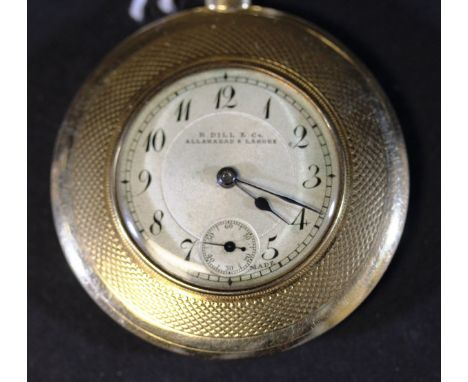 A 15 carat gold cased pocket watch by R Dill & Co., of Allahabad and Lahore and a 9 carat gold fob pin