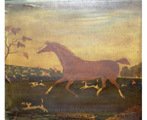 19TH CENTURY ENGLISH NAIVE SCHOOL "Old Matilda, a famous hunter, aged 28 years, the property of Mr.Daniel, Jaques. Leigh, de,