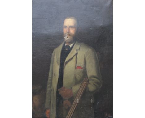 HARRIES "J. A. Henman", portrait study, three quarter length, oil on canvas, unsigned, inscribed verso and dated 1896, 112 cm