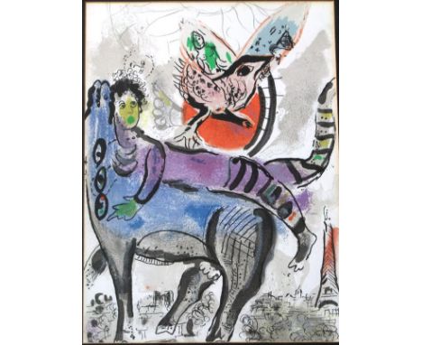 AFTER MARC CHAGALL (1887-1985) "La vache bleu", chromolithograph, unsigned, 30 cm x 22.5 cm (ARR)