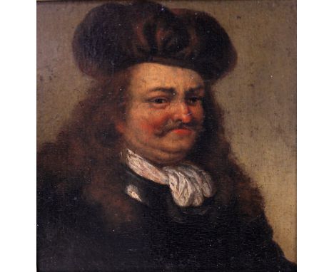 17TH CENTURY FLEMISH SCHOOL IN THE MANNER OF GERLACH FLICKE "Gentleman with moustache in cap and white stock", portrait study