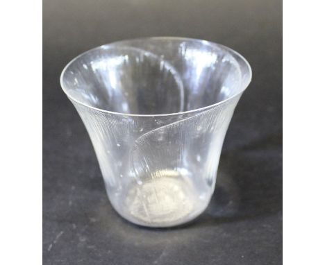 A Lalique glass beaker with poppy decoration, etched to base "R Lalique France N;3407", height 7.5 cm 