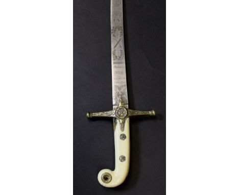 A William IV Andrews of Pall Mall curved dress sword with brass scabbard, bone handle and brass hilt, the blade marked "Andre