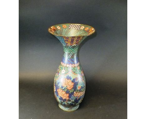A Chinese cloisonné vase with ovoid body decorated with flowers and trumpet shaped neck, 37.5 cm high CONDITION REPORTS Overa