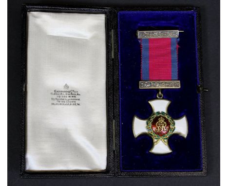 A Distinguished Service Order and Ribbon, silver gilt and enamel and original Garrard & Co. Limited fitted case