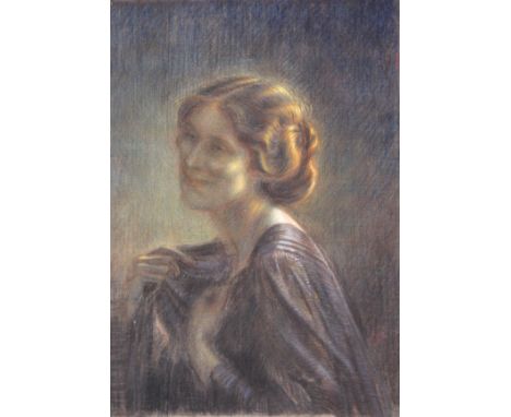 AGATHA WALKER (1888-1980) "Lucy Zelie Durnford", head and shoulder portrait study of a lady, pastel on canvas, unsigned, in d