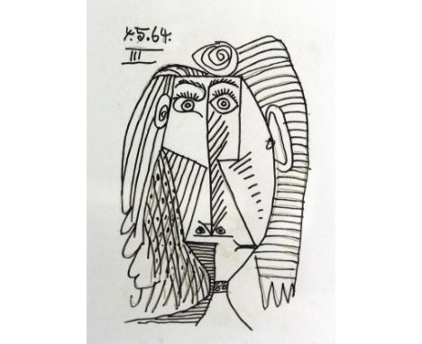 AFTER PABLO PICASSO (1881-1973) "Le gout du bonheur : 4.5.64.III : head study of a woman", monochrome lithograph, unsigned, 3