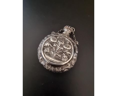 A white metal scent flask, 5cm.