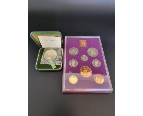 Coins: a 1970 'The Coinage of the UK, GB &amp; NI' nine coin set, with leaflet, case and sleeve; together with a 1972 Royal M