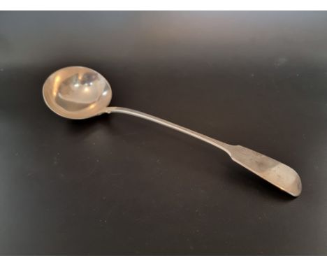 A Victorian silver fiddle pattern ladle, London 1837, approximately 32cm, 214g. PLEASE NOTE: weight is incorrect in printed c