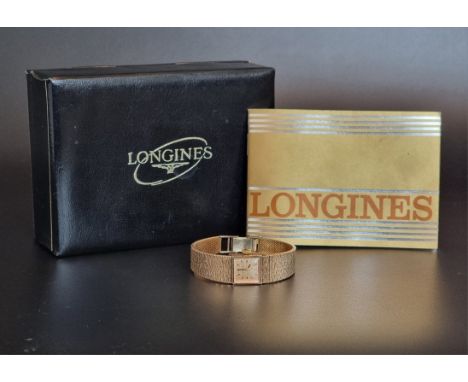 A 1970s Longines 9ct gold manual wind ladies wristwatch,&nbsp;Cal. 5601, No.51435802, with original guarantee booklet dated 1
