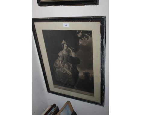 A FRAMED & GLAZED MEZZOTINT PORTRAIT OF A LADY ANCASTER AFTER THOMAS HUDSON, ENGRAVED ARDELL