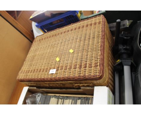 A WICKERWORK PICNIC HAMPER & CONTENTS