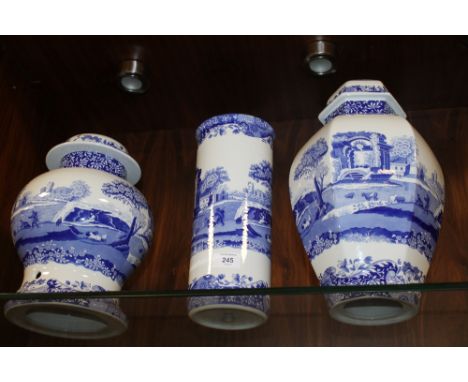 THREE LARGE PIECES OF BLUE & WHITE SPODE