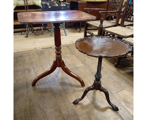 A Victorian mahogany tripod table, 66 cm wide, and a George III style tripod table (2)Pie crust table - 58 cm high  43 cm wid