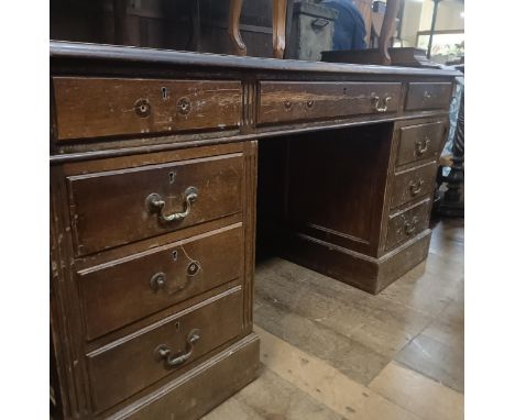 A George III style mahogany pedestal desk, with a leather inset top, 155 cm wide