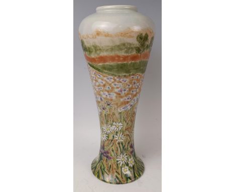 A Cobridge stoneware limited edition vase, 13/250, decorated flowers, 32 cm high