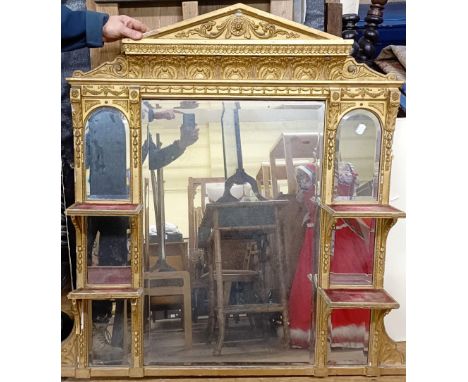 A gilt framed overmantel mirror, 112 x 100 cm