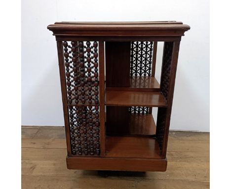 A mahogany revolving bookcase, by J&nbsp;Shoolbred &amp; Co, 56 cm wide