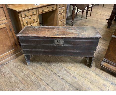 An 18th century oak coffer, 109 cm wide