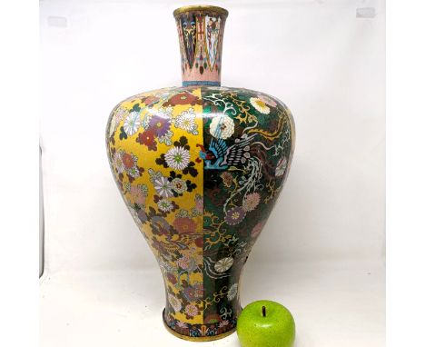 A Japanese cloisonné vase, decorated flowers, 50 cm highVarious damage and losses, most notable to neck