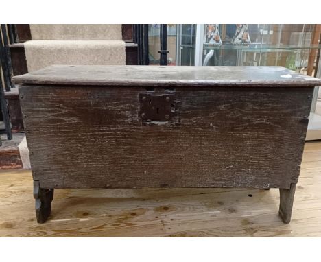 An 18th century oak coffer, 92 cm wide