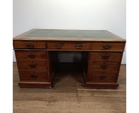 An early 20th century mahogany partners desk, by Maple &amp; Co, stamped to drawer, 156 cm wide