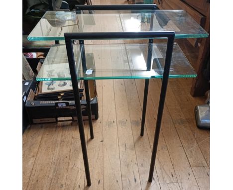 A Jasper Conran Vienna Collection glass bedside table, circa 198569 cm high, 50 cm wide, 29 cm depth,Light scratches to the g