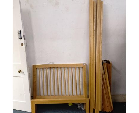 A pair of Habitat light oak single bed frames (2)