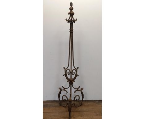 A wrought iron painted standard lamp, 104 cm high