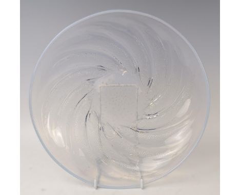 A Lalique opaque glass Poissons charger, etched R Lalique, France, 30 cm diameterNo chips, cracks, or restoration found