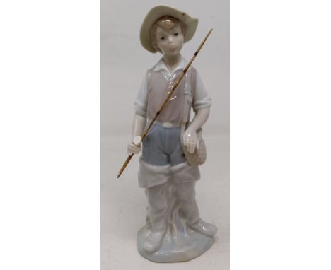 A Lladro figure of a fisherman, a telescope and assorted other items (3 boxes)