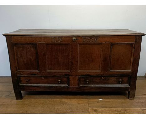 An oak coffer, 114 cm wide89 cm high