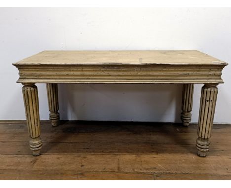 A painted hall table, on reeded legs, 100 cm wide