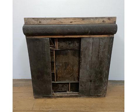 An 18th century collectors cabinet top, in need of restoration, 90 x 85 cm