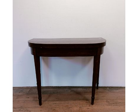 A 19th century mahogany folding card table, 95 cm wide