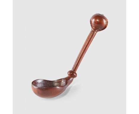 NGUNI LADLE SOUTHERN AFRICA carved wood, finely executed, with clear influences from contemporary European styles, a knob ter