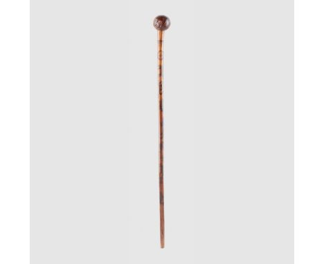 JAMES AUGUSTUS GRANT'S WALKING STAFF EASTERN AFRICA, MID 19TH CENTURY carved wood, in the form of an East African staff, with