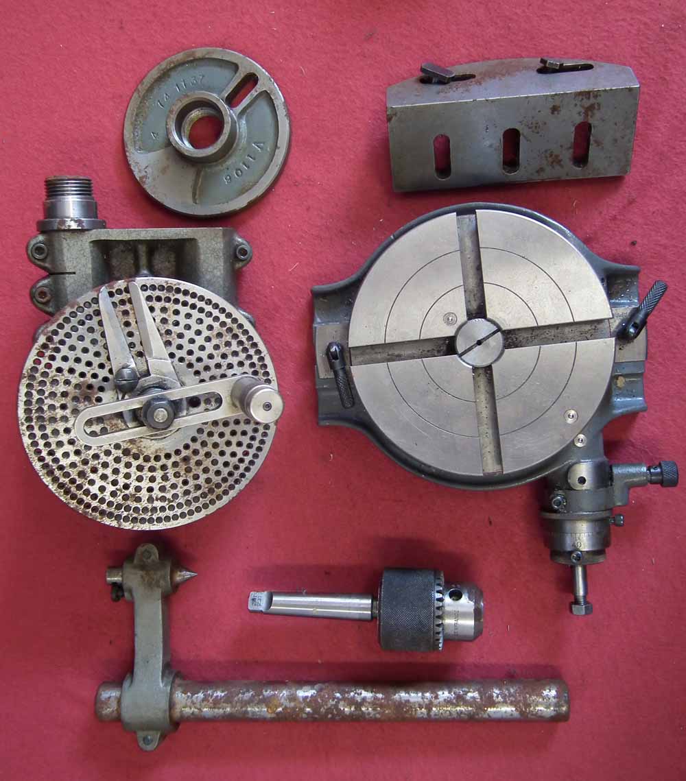 Myford lathe accessories to include divider head 6 inch rotary table