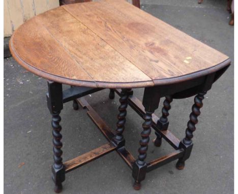 Early 20th century oak barley-twst gate leg table Condition report: see terms and conditions