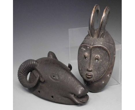 Baule Kple Kple mask and a ram mask, 26cm long     All lots in this Tribal and African Art Sale are sold subject to V.A.T. Th