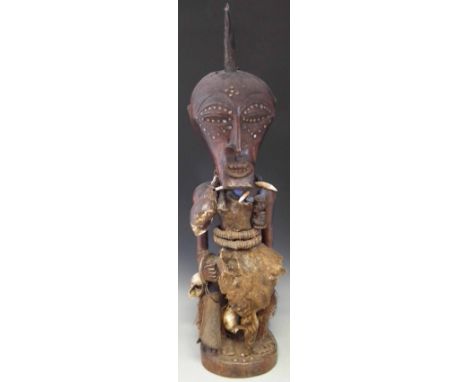 Songye Nkisi Power figure or Fetish,  100cm overall height.     All lots in this Tribal and African Art Sale are sold subject