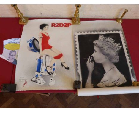 Juan Sly R2D2P also first draft spray paint on paper with certificate Condition report: see terms and conditions