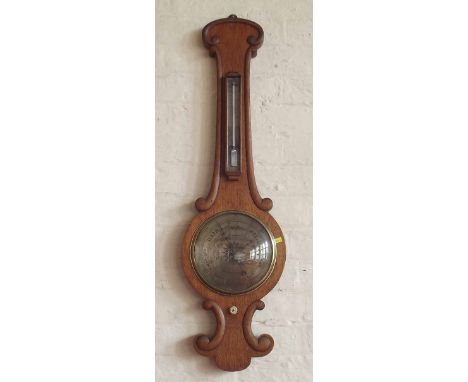 Victorian oak banjo barometer by Carge, Melton Mowbray Condition report: see terms and conditions