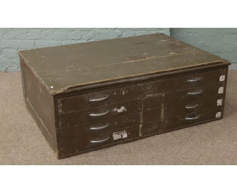 A George V painted pine four drawer architects plan chest G. R. V stamp inside.