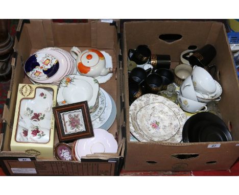 Two boxes of mixed ceramics including Portmerion, Royal Worcester Evesham pattern etc.