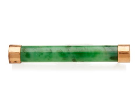 A ANTIQUE CYLINDRICAL JADE BAR BROOCH
From the collection of a prominent Singapore businesswoman
A antique gold and jade tie 