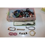 A box of various miscellaneous costume jewellery