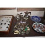 A four piece plated tea set; an octagonal plated t